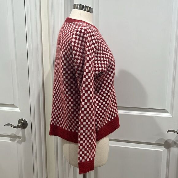 Madewell Wool Alpaca Blend Checkerboard Jacquard Pullover Sweater Size Smalll - Picture 4 of 13